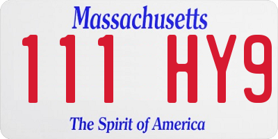 MA license plate 111HY9