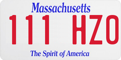 MA license plate 111HZ0