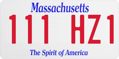 MA license plate 111HZ1