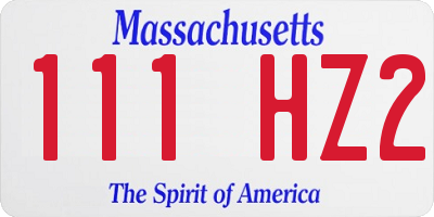 MA license plate 111HZ2