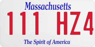 MA license plate 111HZ4