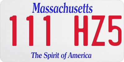 MA license plate 111HZ5