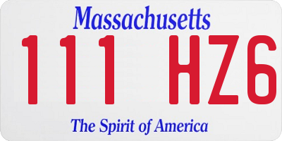 MA license plate 111HZ6