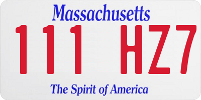 MA license plate 111HZ7