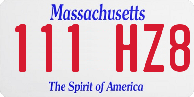 MA license plate 111HZ8