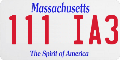 MA license plate 111IA3