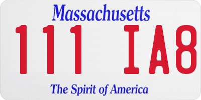 MA license plate 111IA8
