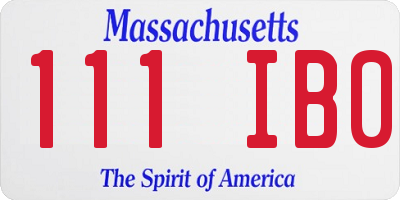 MA license plate 111IB0