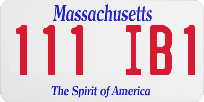 MA license plate 111IB1