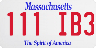 MA license plate 111IB3