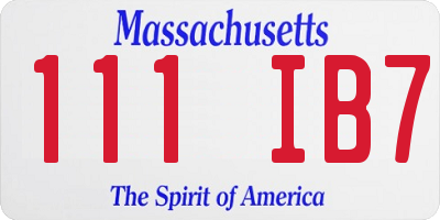 MA license plate 111IB7