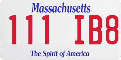 MA license plate 111IB8