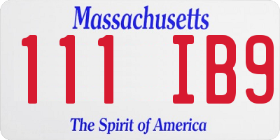 MA license plate 111IB9