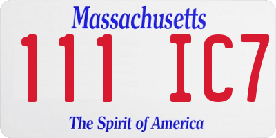 MA license plate 111IC7