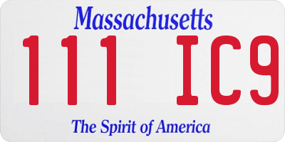 MA license plate 111IC9