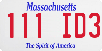 MA license plate 111ID3