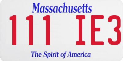 MA license plate 111IE3