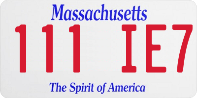 MA license plate 111IE7