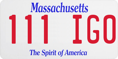 MA license plate 111IG0