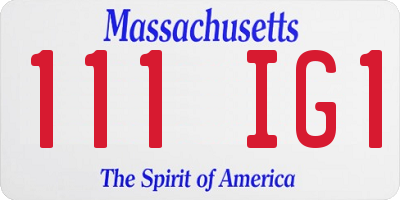 MA license plate 111IG1