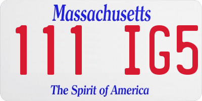 MA license plate 111IG5