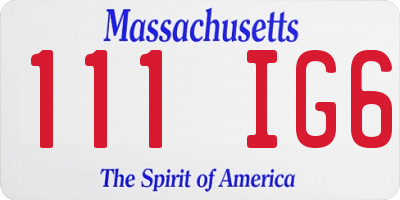 MA license plate 111IG6