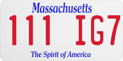 MA license plate 111IG7