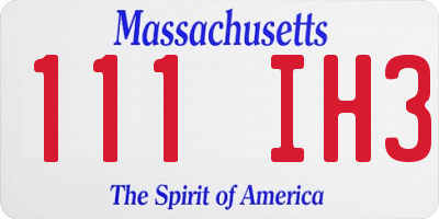 MA license plate 111IH3