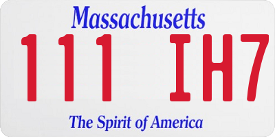 MA license plate 111IH7