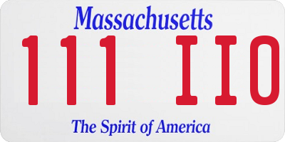 MA license plate 111II0