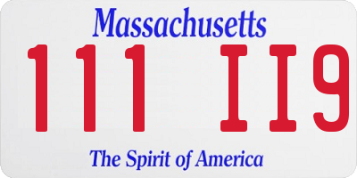MA license plate 111II9