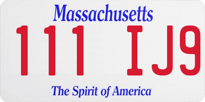 MA license plate 111IJ9