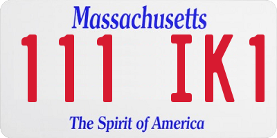 MA license plate 111IK1