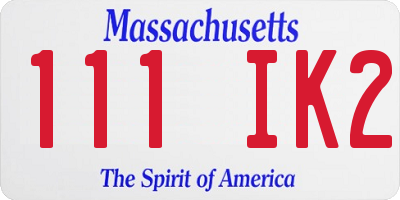 MA license plate 111IK2