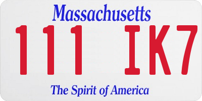 MA license plate 111IK7