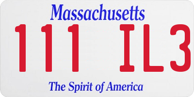 MA license plate 111IL3