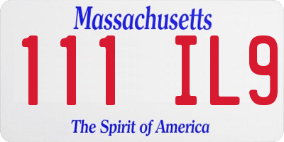 MA license plate 111IL9