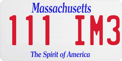 MA license plate 111IM3