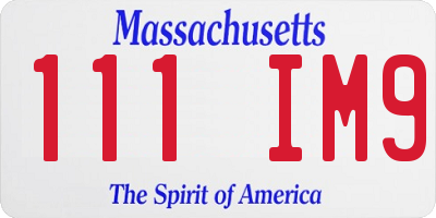 MA license plate 111IM9