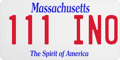 MA license plate 111IN0