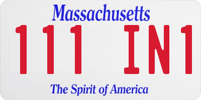MA license plate 111IN1