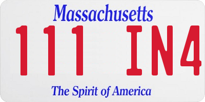 MA license plate 111IN4