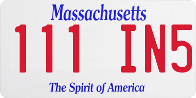 MA license plate 111IN5