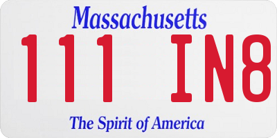 MA license plate 111IN8