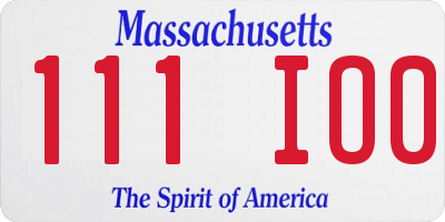 MA license plate 111IO0