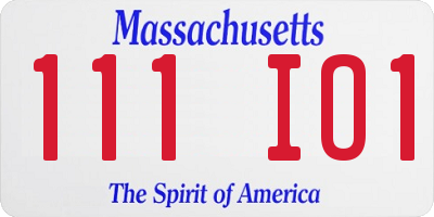 MA license plate 111IO1