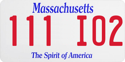 MA license plate 111IO2