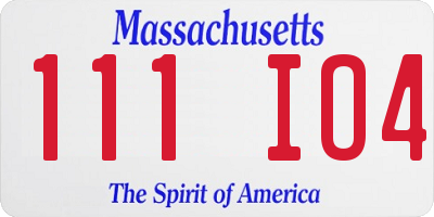 MA license plate 111IO4