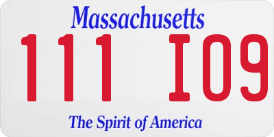 MA license plate 111IO9