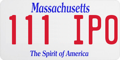 MA license plate 111IP0